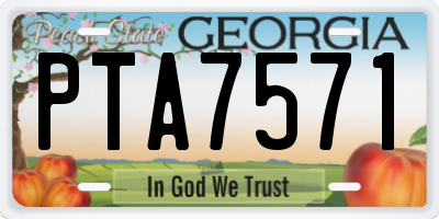 GA license plate PTA7571