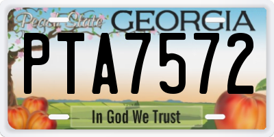 GA license plate PTA7572