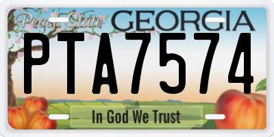 GA license plate PTA7574