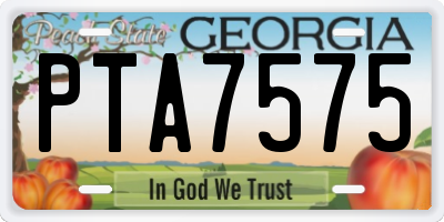 GA license plate PTA7575