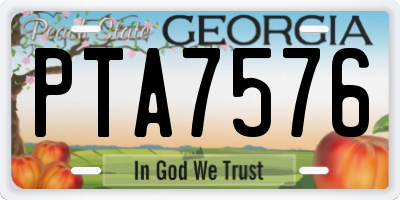 GA license plate PTA7576