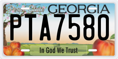 GA license plate PTA7580