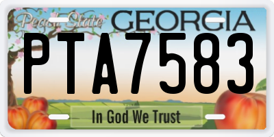GA license plate PTA7583