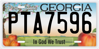 GA license plate PTA7596