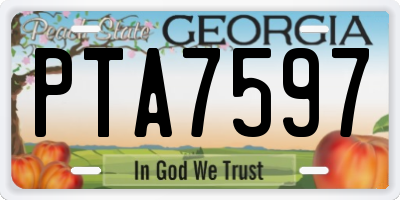 GA license plate PTA7597