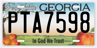 GA license plate PTA7598