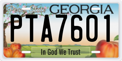 GA license plate PTA7601