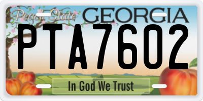 GA license plate PTA7602