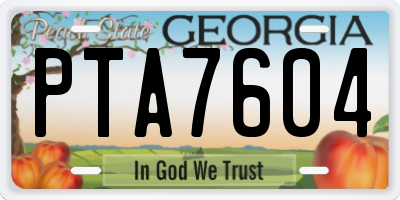 GA license plate PTA7604