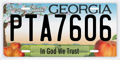GA license plate PTA7606