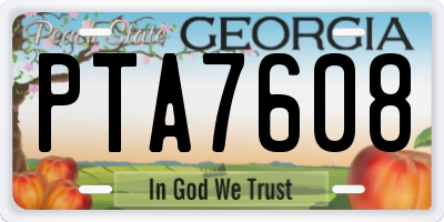 GA license plate PTA7608