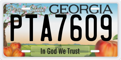 GA license plate PTA7609