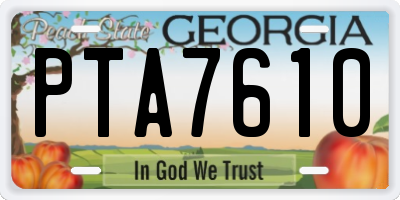 GA license plate PTA7610