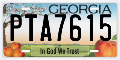 GA license plate PTA7615