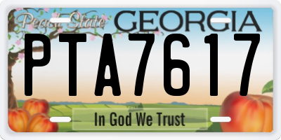 GA license plate PTA7617