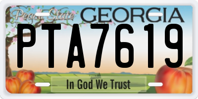 GA license plate PTA7619