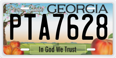 GA license plate PTA7628