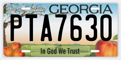 GA license plate PTA7630