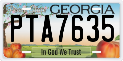 GA license plate PTA7635