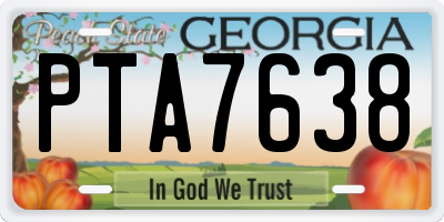 GA license plate PTA7638