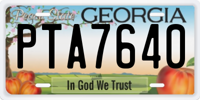 GA license plate PTA7640
