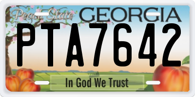 GA license plate PTA7642