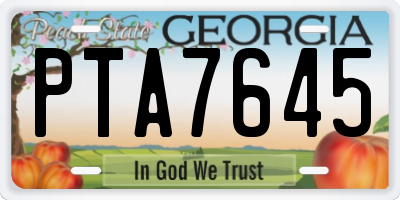 GA license plate PTA7645