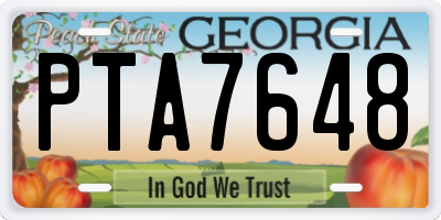 GA license plate PTA7648