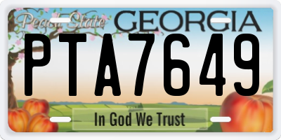 GA license plate PTA7649