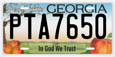 GA license plate PTA7650