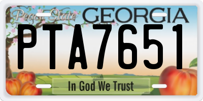 GA license plate PTA7651