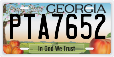 GA license plate PTA7652