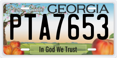 GA license plate PTA7653