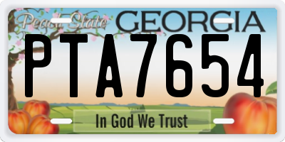 GA license plate PTA7654