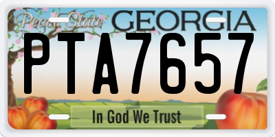 GA license plate PTA7657