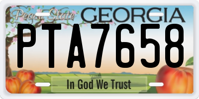 GA license plate PTA7658