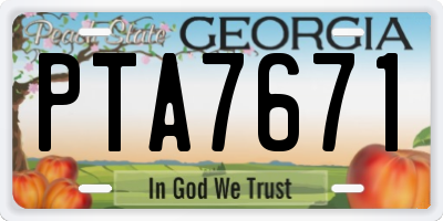 GA license plate PTA7671