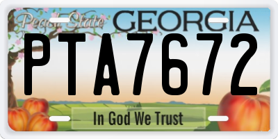 GA license plate PTA7672