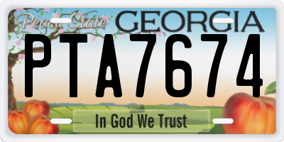 GA license plate PTA7674