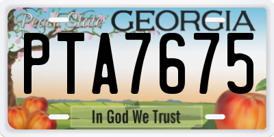 GA license plate PTA7675