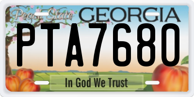 GA license plate PTA7680