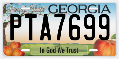 GA license plate PTA7699