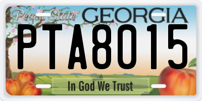 GA license plate PTA8015