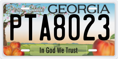 GA license plate PTA8023