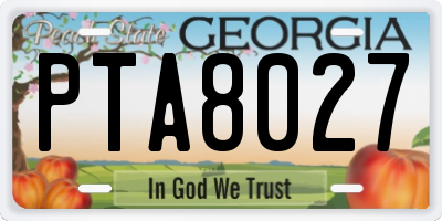 GA license plate PTA8027