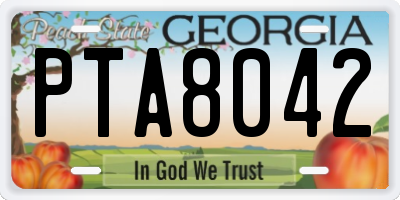 GA license plate PTA8042