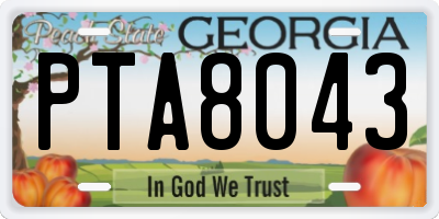 GA license plate PTA8043