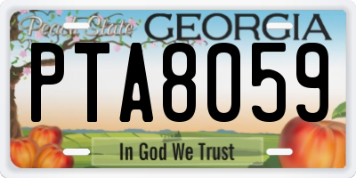 GA license plate PTA8059