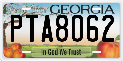 GA license plate PTA8062