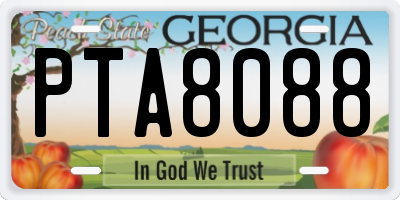 GA license plate PTA8088